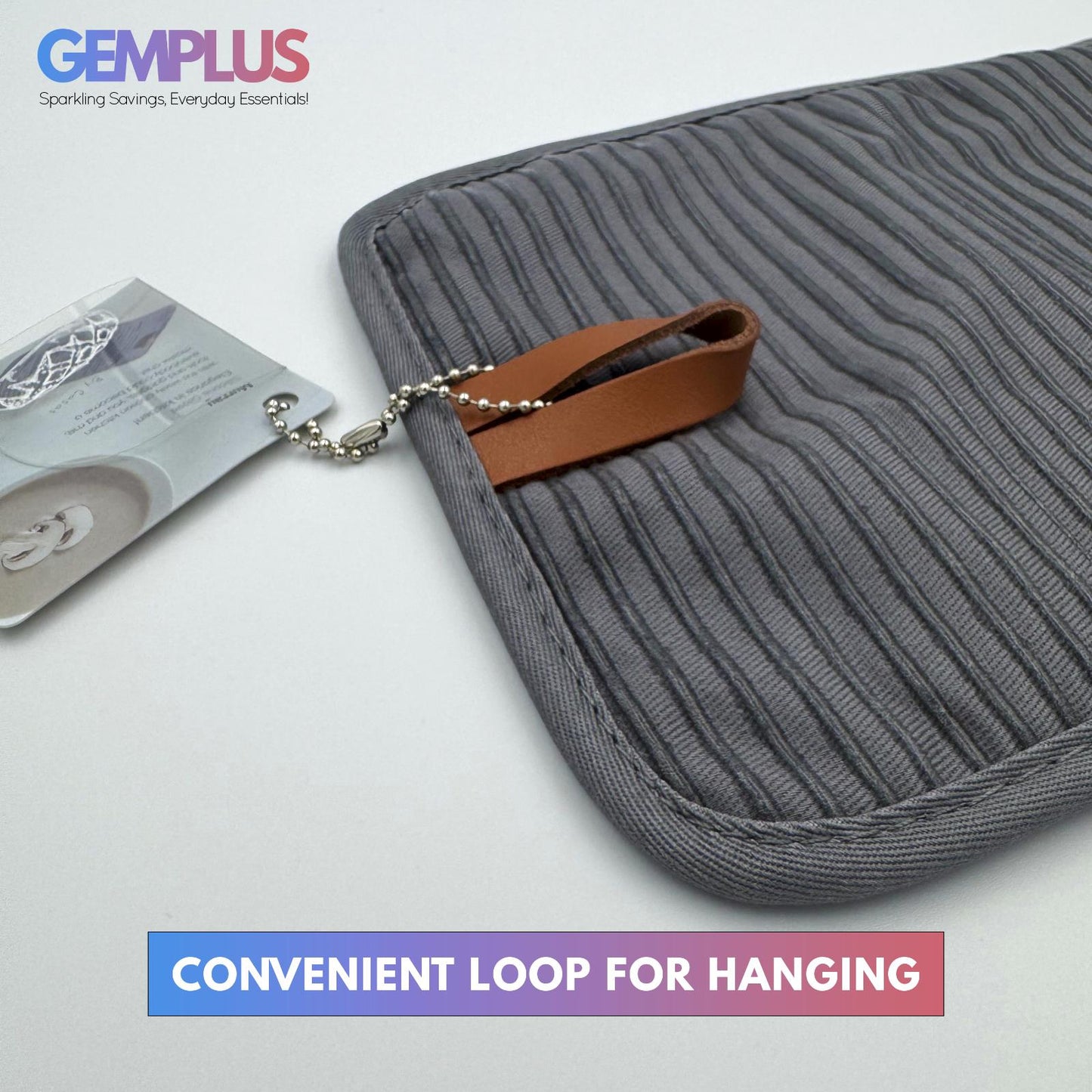 GEM+ | 2Pcs Premium Quilted Heat-Resistant Pot Holders Silicone Grip – Grey/Blue