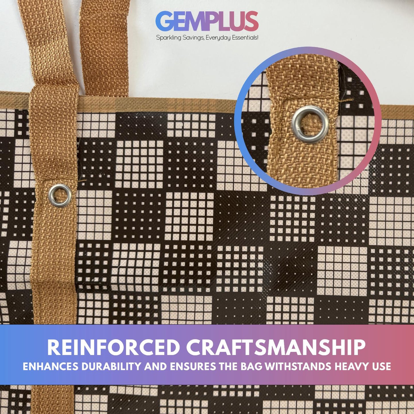 GEM+ | Premium Medium Reusable Laundry Shopping Bag Zip Storage 60 x 45 x 20 cm