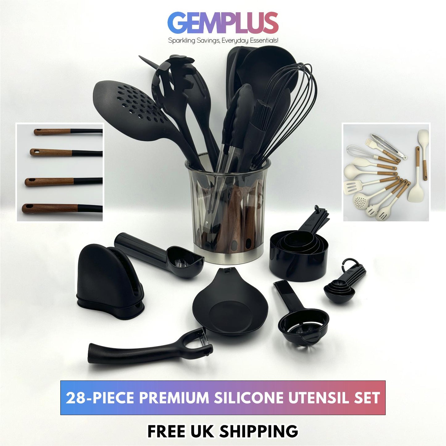 GEM+ | Premium 28-Piece Cooking & Baking Utensil Set Silicone Non-Stick BPA-FREE