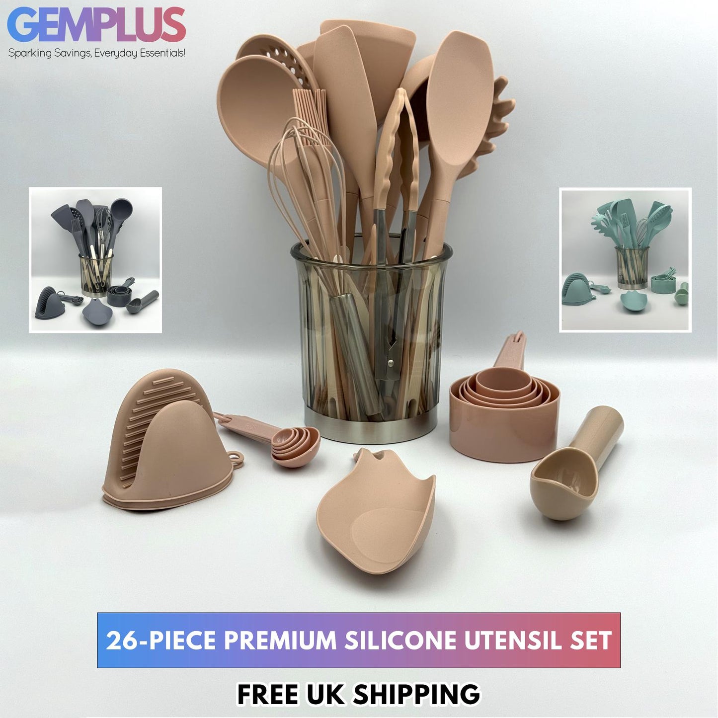 GEM+ | Premium 26-Piece Cooking & Baking Utensil Set Silicone Non-Stick BPA-FREE