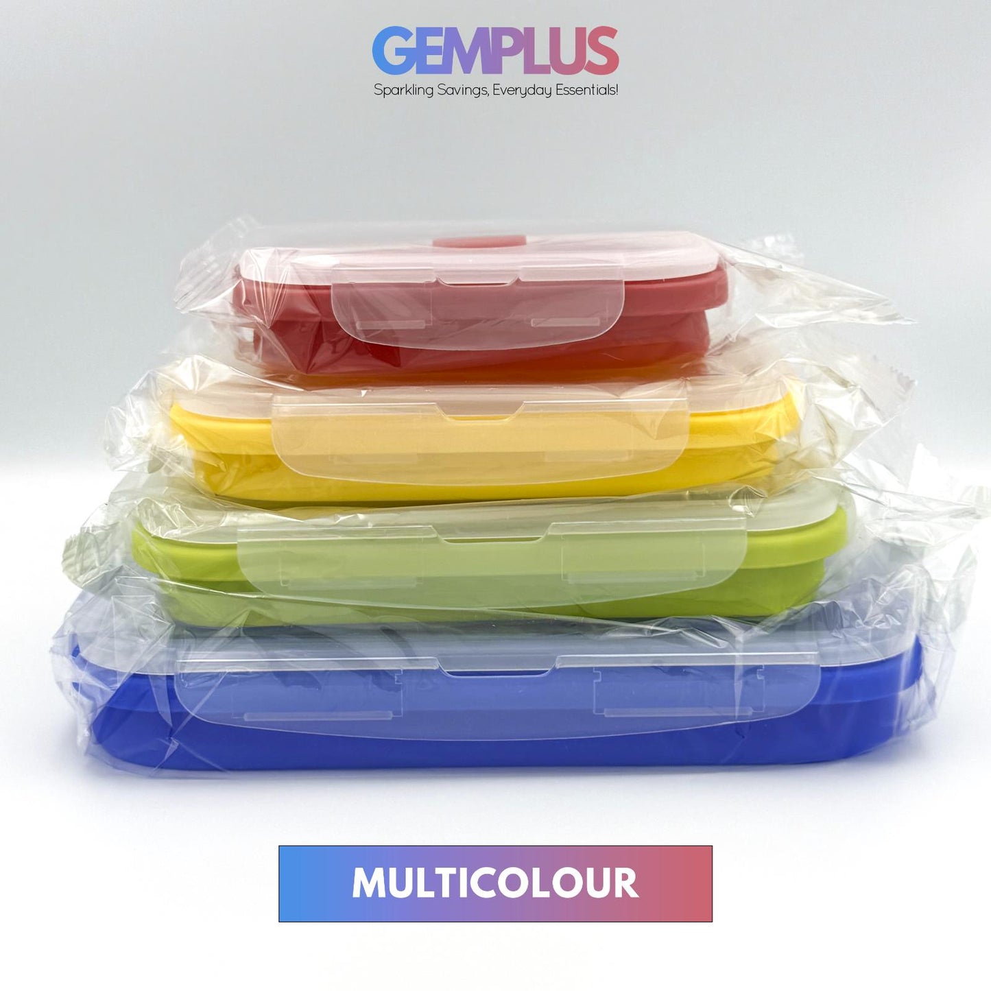 GEM+ | 4-Piece Collapsible Food Container Set – Space-Saving Leakproof BPA FREE