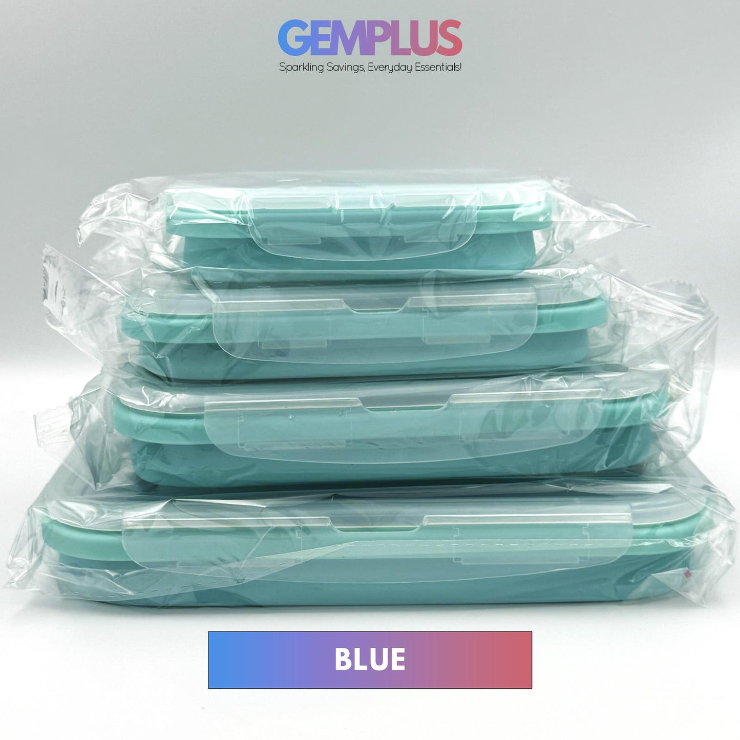 GEM+ | 4-Piece Collapsible Food Container Set – Space-Saving Leakproof BPA FREE