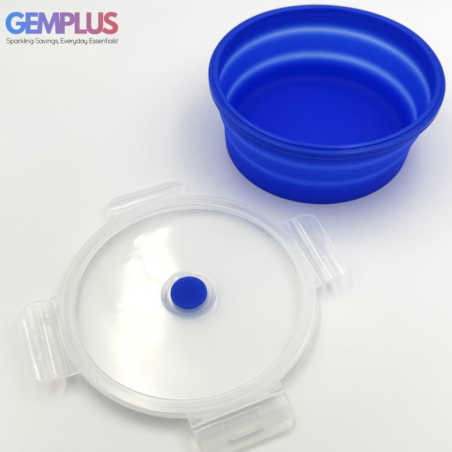 GEM+ | 4-Piece Collapsible Round Food Container Set – Space-Saving BPA FREE