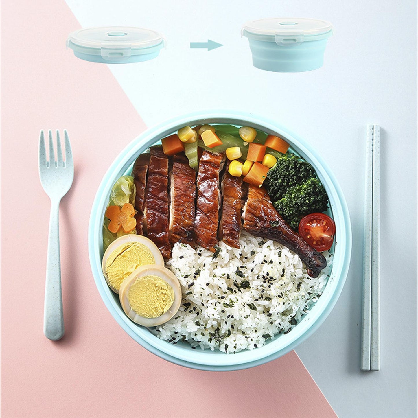 GEM+ | 4-Piece Collapsible Round Food Container Set – Space-Saving BPA FREE