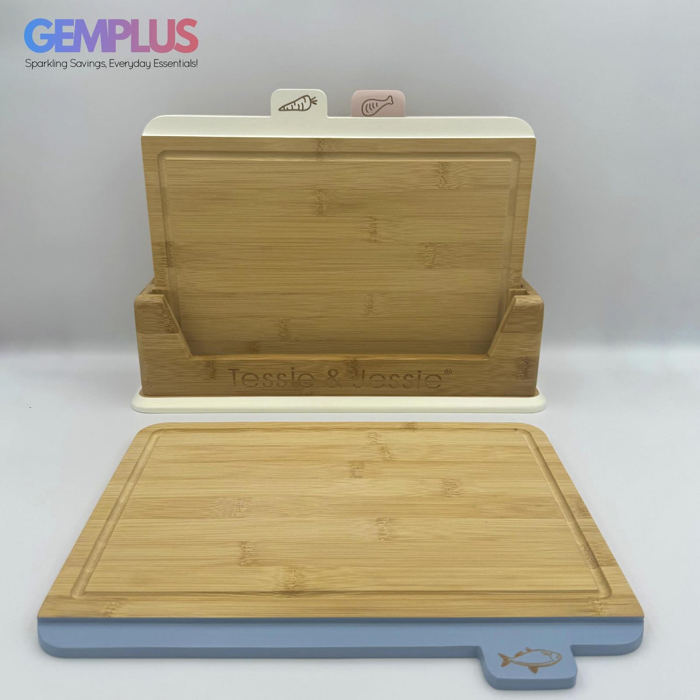 GEM+ | Premium Natural Bamboo Color Coded Chopping Board Set Veggies Meat 3/4pcs