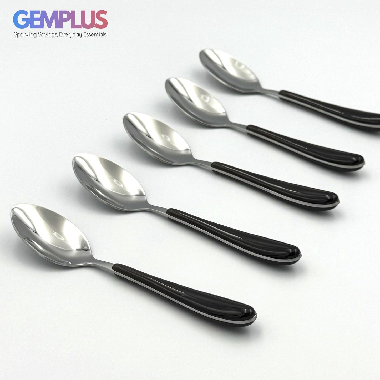 GEM+ | 24-Piece Stainless Steel Cutlery Set With Black Handle Rust-Resistant