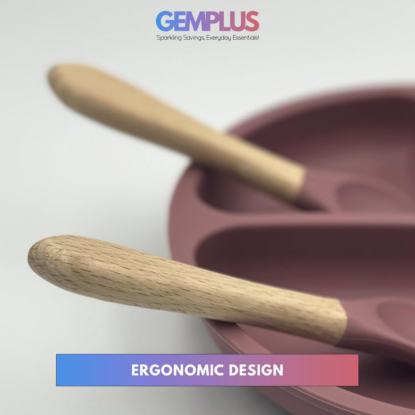 GEM+ | 6-Piece Silicone Baby Feeding Set - BPA-Free - Weaning Set -Suction Bowl