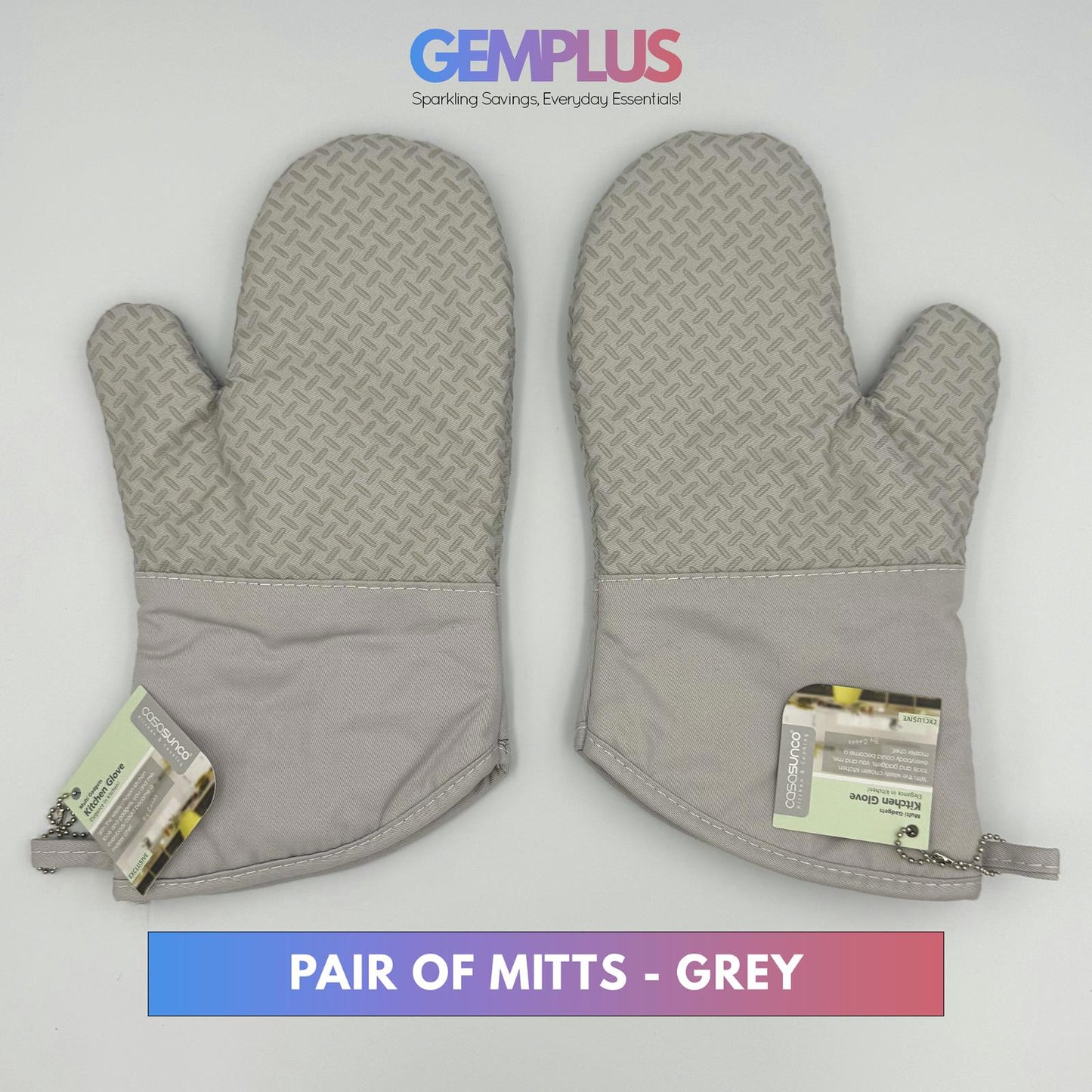 GEM+ | Premium Oven Mitt Silicone - Heat Resistant Non-Slip Grip Baking BBQ Gril