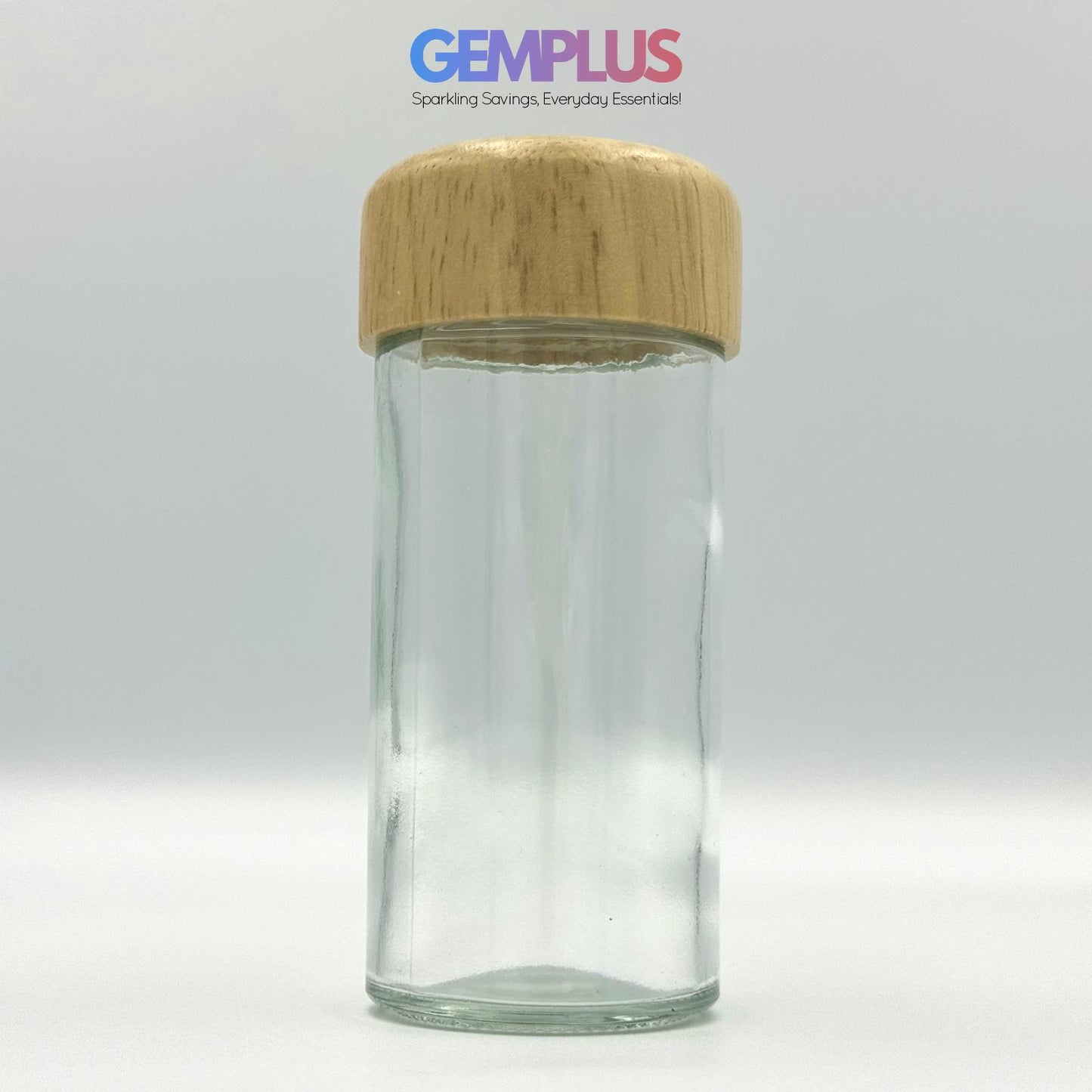 GEM+ | 12pcs Premium Wooden Spice Jar Set with Rotating Carousel Stand - Elegant