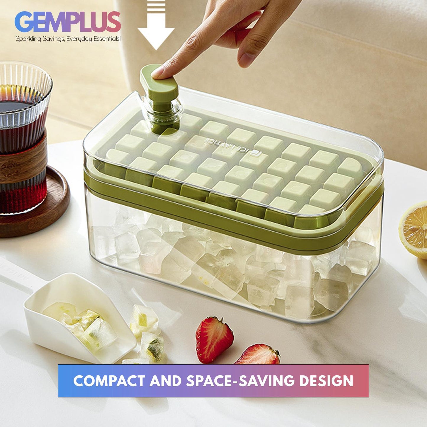 GEM+ | Easy Release Ice Cube Mould One-Touch Mechanism - Perfect Ice Every Time