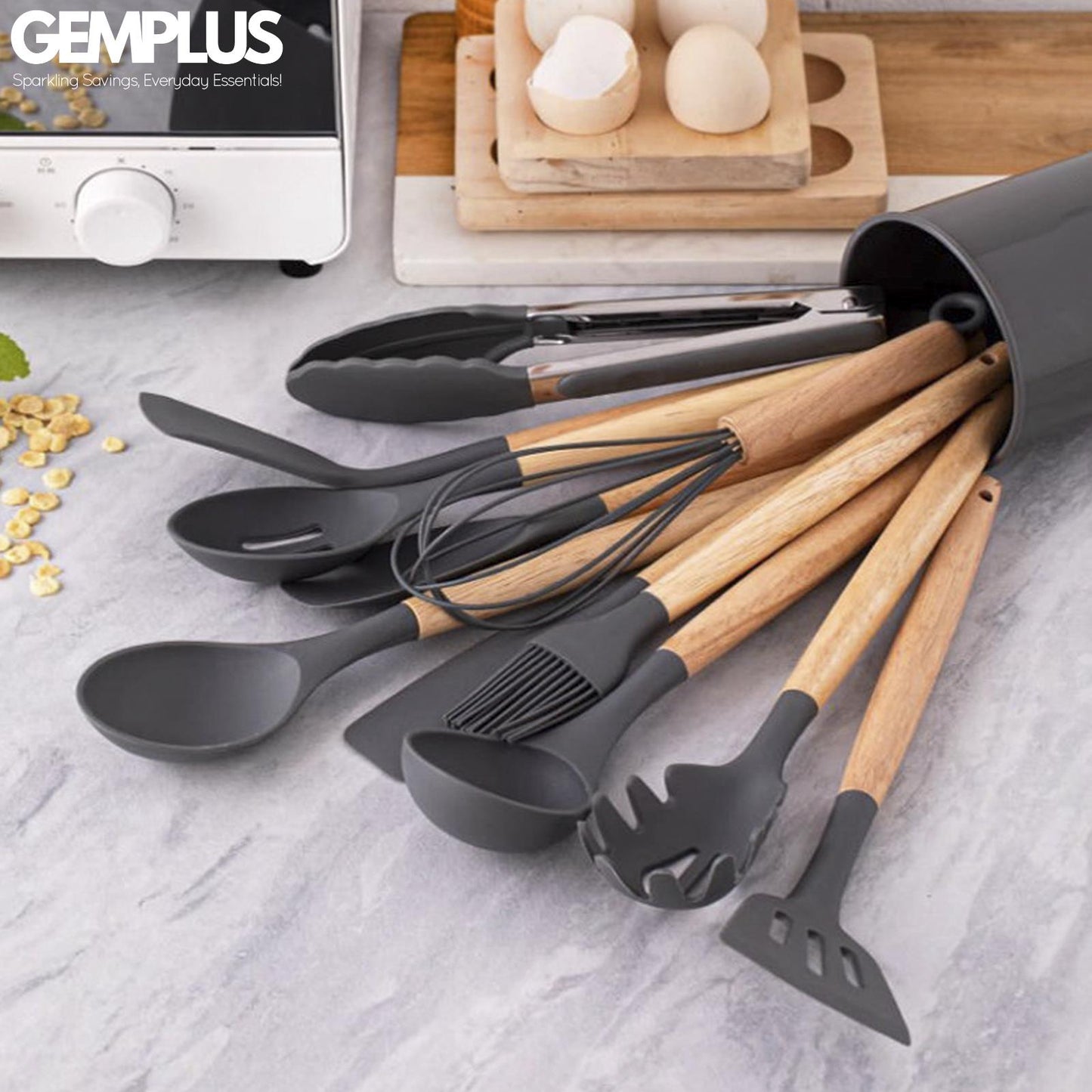 GEM+ | Premium 12-Piece Cooking & Baking Utensil Set Silicone Non-Stick BPA-FREE