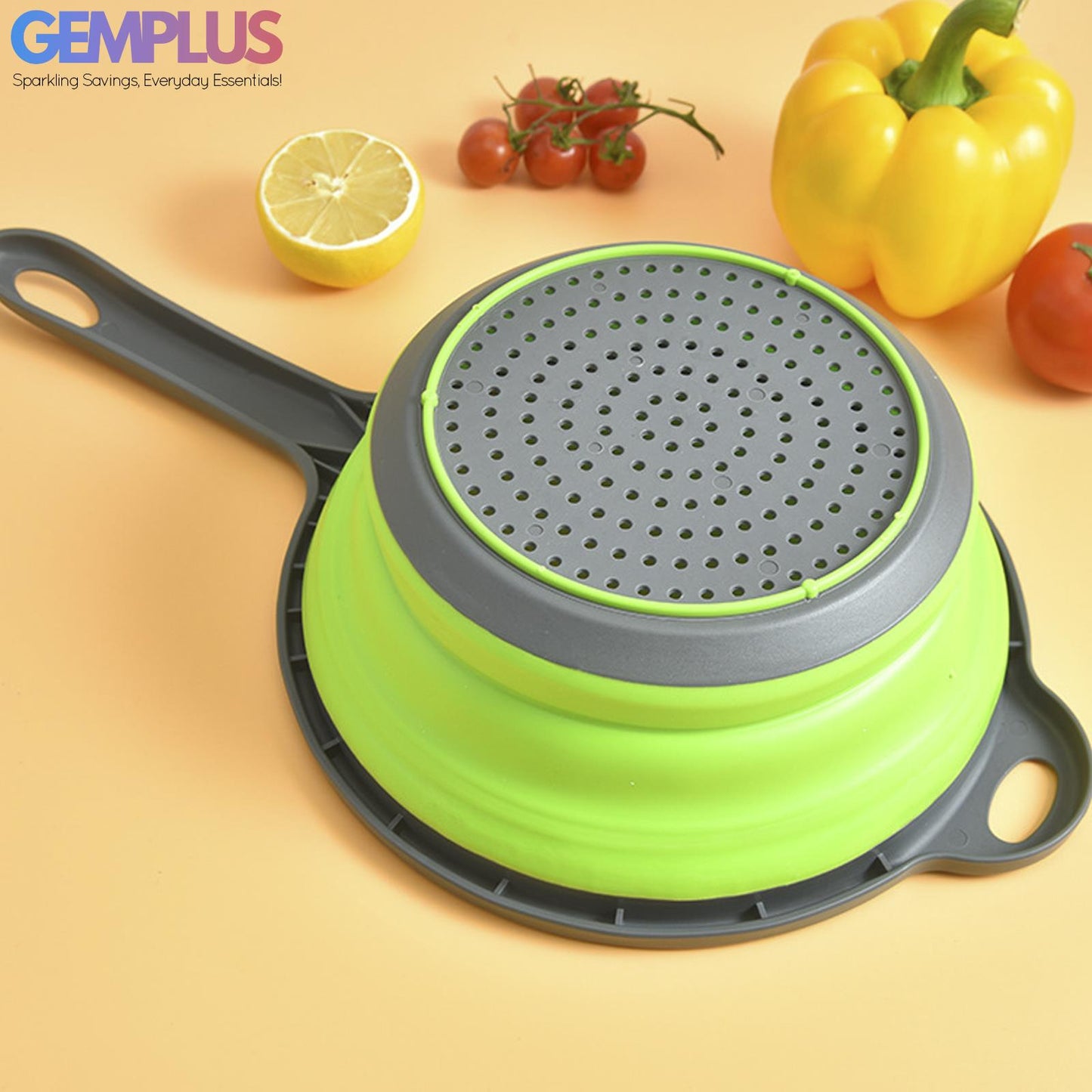 GEM+ | 3-Piece Collapsible Colander Set with Handle & Hanging Loop – BPA FREE