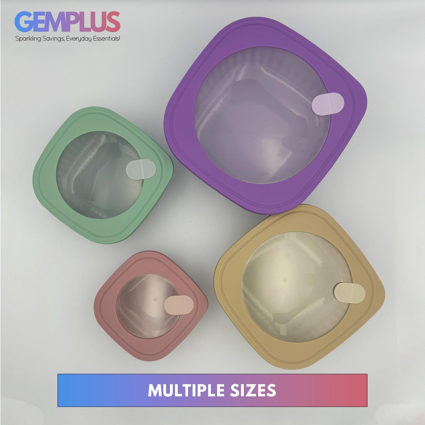 GEM+ | 4-Piece BPA-Free Food Container Set with Lock & Seal Silicone Lids