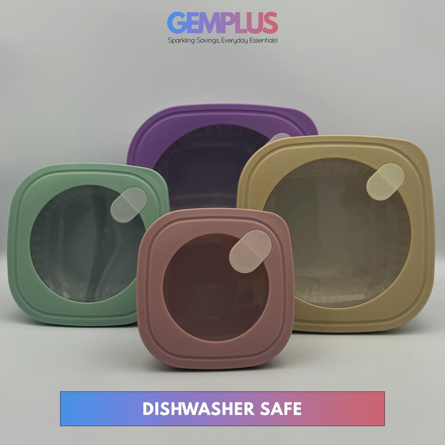 GEM+ | 4-Piece BPA-Free Food Container Set with Lock & Seal Silicone Lids