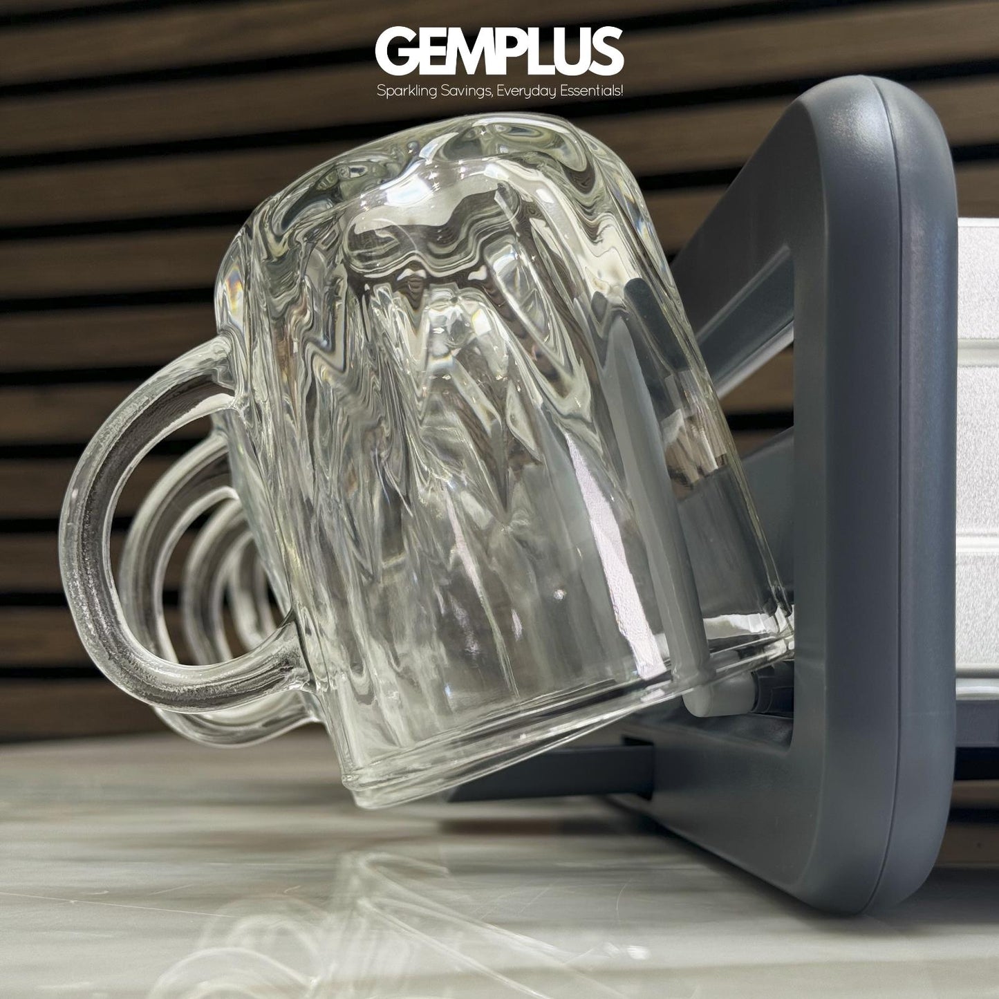 GEM+ | Expanding Dish Drying Rack with 3 Utensil Compartments Expandable Drainer