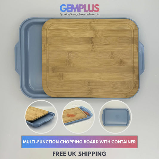 GEM+ | Premium Natural Bamboo Chopping Board with Storage Container
