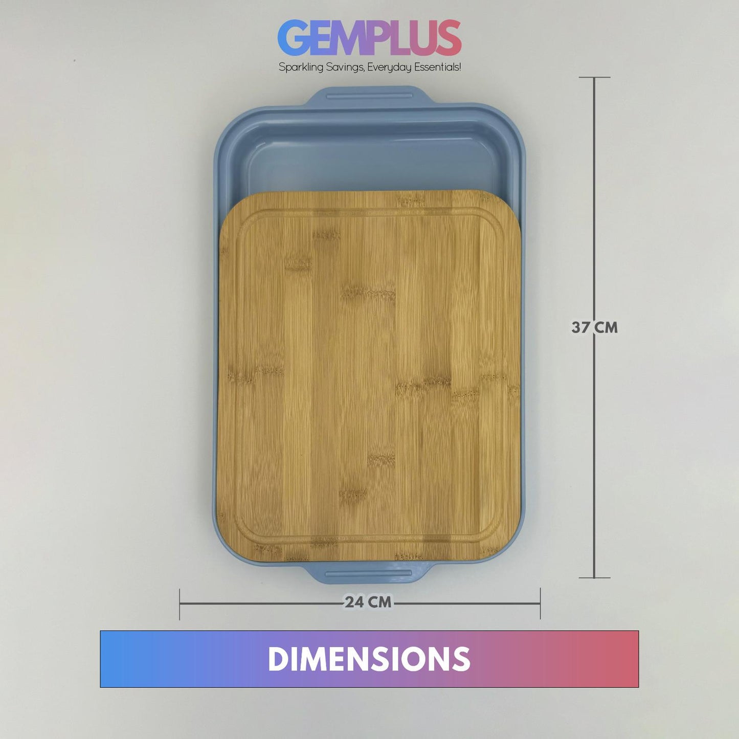 GEM+ | Premium Natural Bamboo Chopping Board with Storage Container