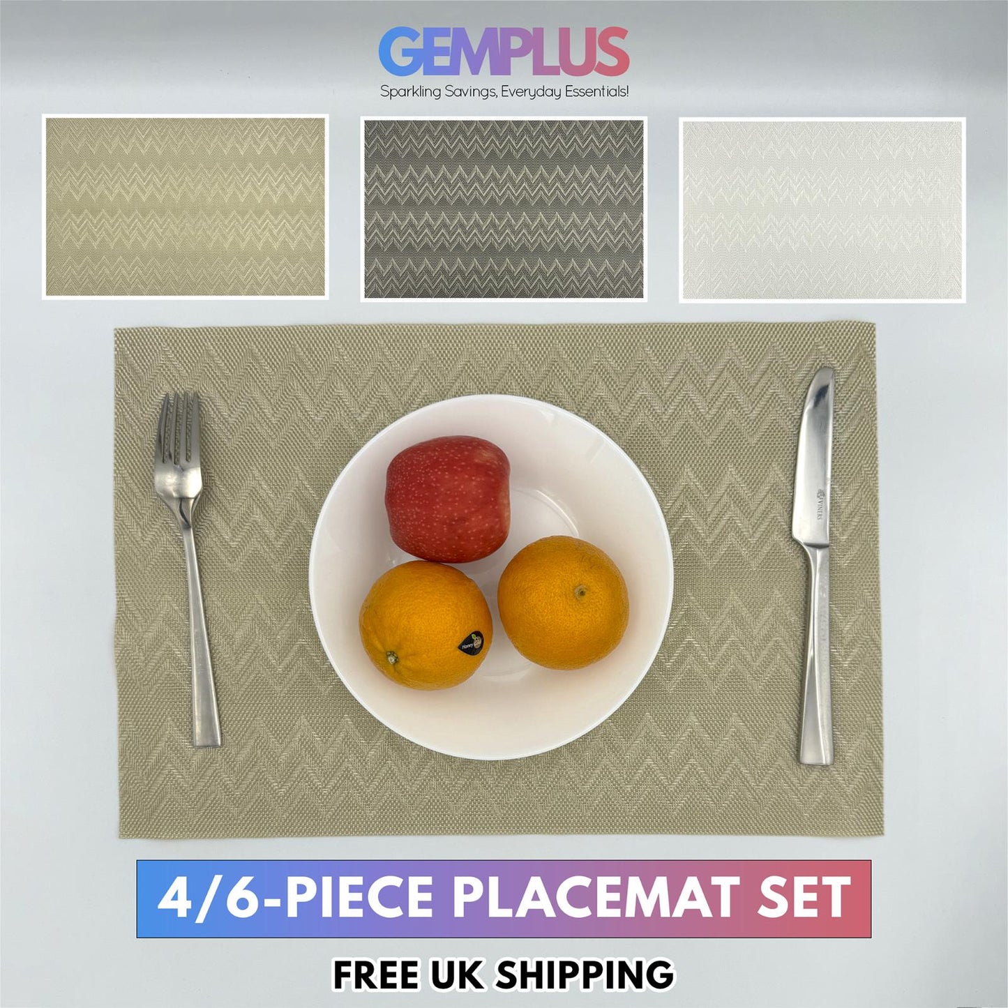 GEM+ | Premium 4/6-Piece Placemat Set – Durable Heat Resistant Easy to Clean