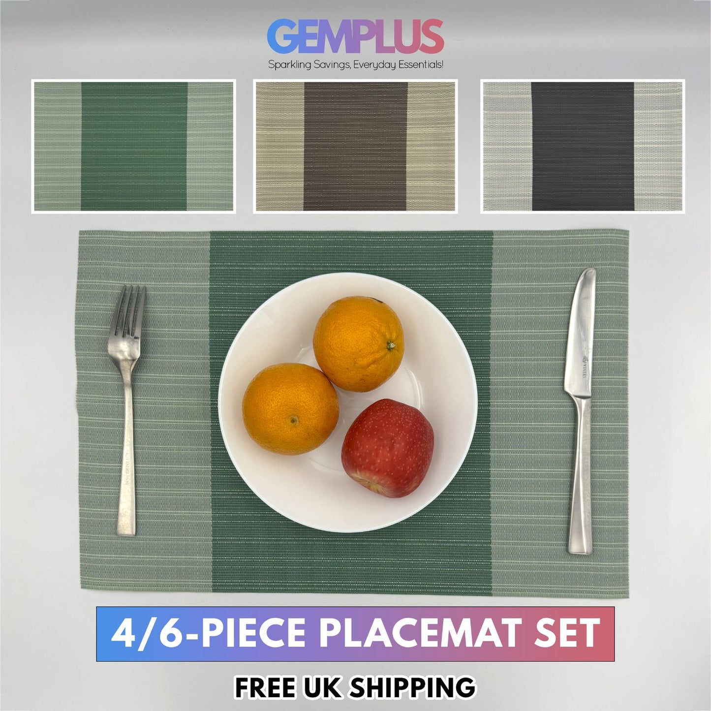GEM+ | Premium 4/6-Piece Placemat Set – Durable Heat Resistant Easy to Clean