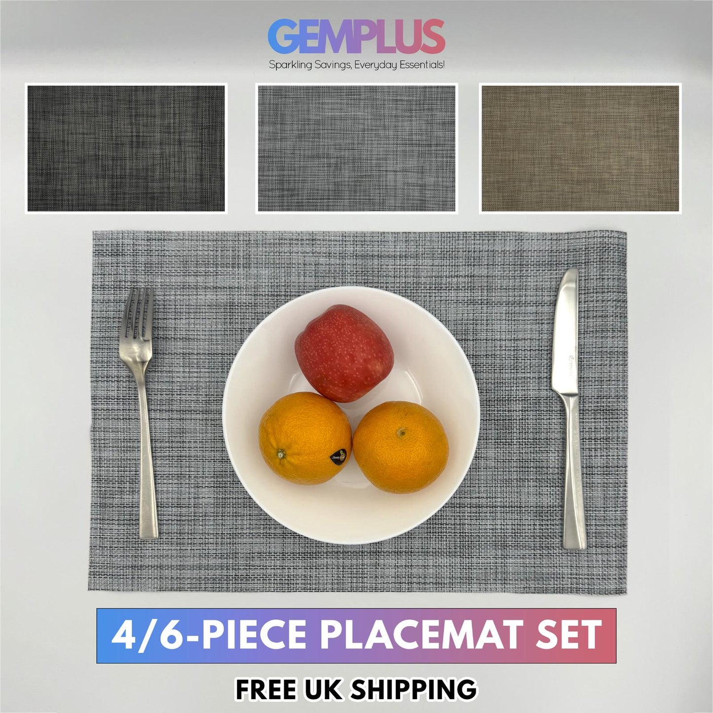 GEM+ | Premium 4/6-Piece Placemat Set – Durable Heat Resistant Easy to Clean