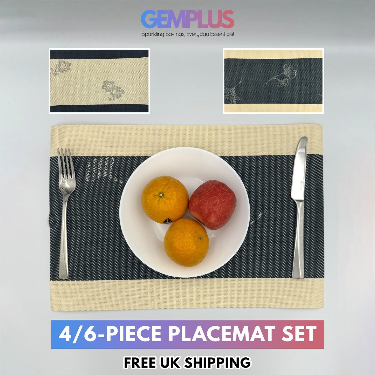 GEM+ | Premium 4/6-Piece Placemat Set Durable Heat Resistant Easy to Clean