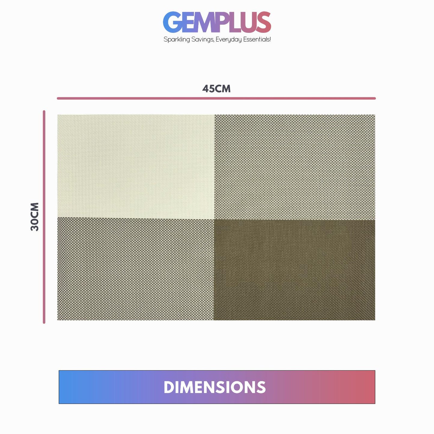 GEM+ | Premium 4/6-Piece Placemat Set – Durable, Heat-Resistant, Easy to Clean