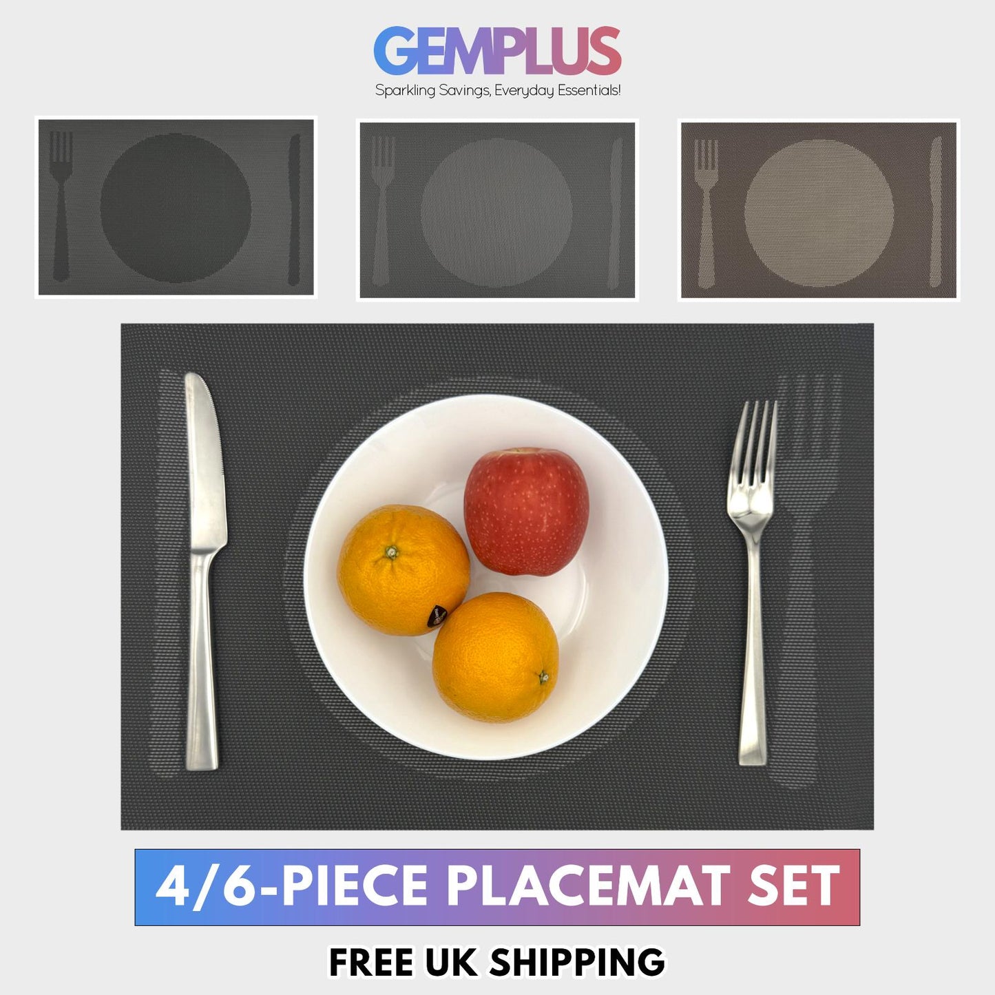 GEM+ | Premium 4/6 Piece Placemat Set – Durable Heat-Resistant, Easy to Clean