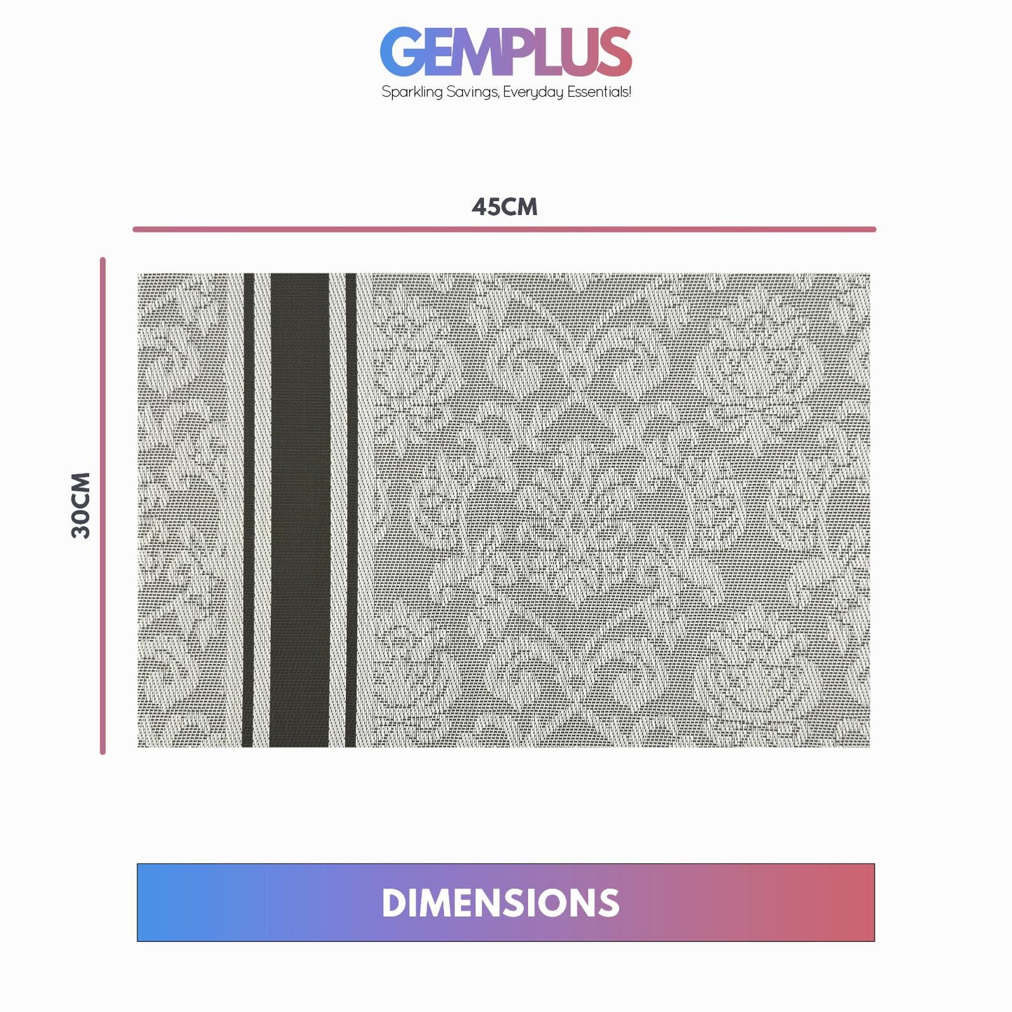 GEM+ | Premium 4/6 Piece Placemat Set Durable Heat-Resistant Easy to Clean