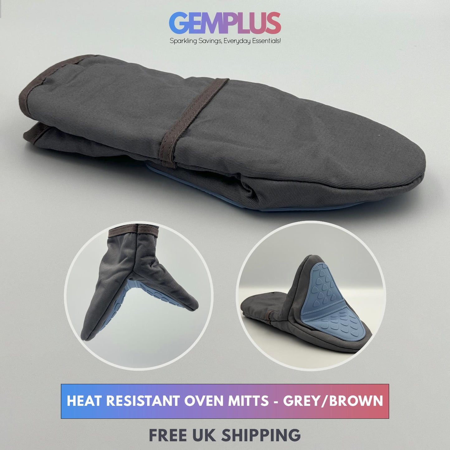 GEM+ | Premium Oven Mitt Silicone Heat Resistant Non-Slip Grip Baking BBQ Grill