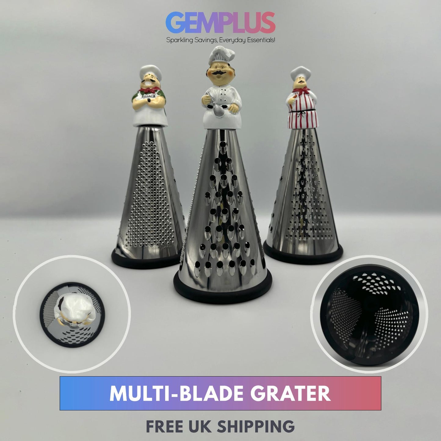 GEM+ | Premium Stainless Steel Multi-Blade Grater Cone - Durable Kitchen Tool
