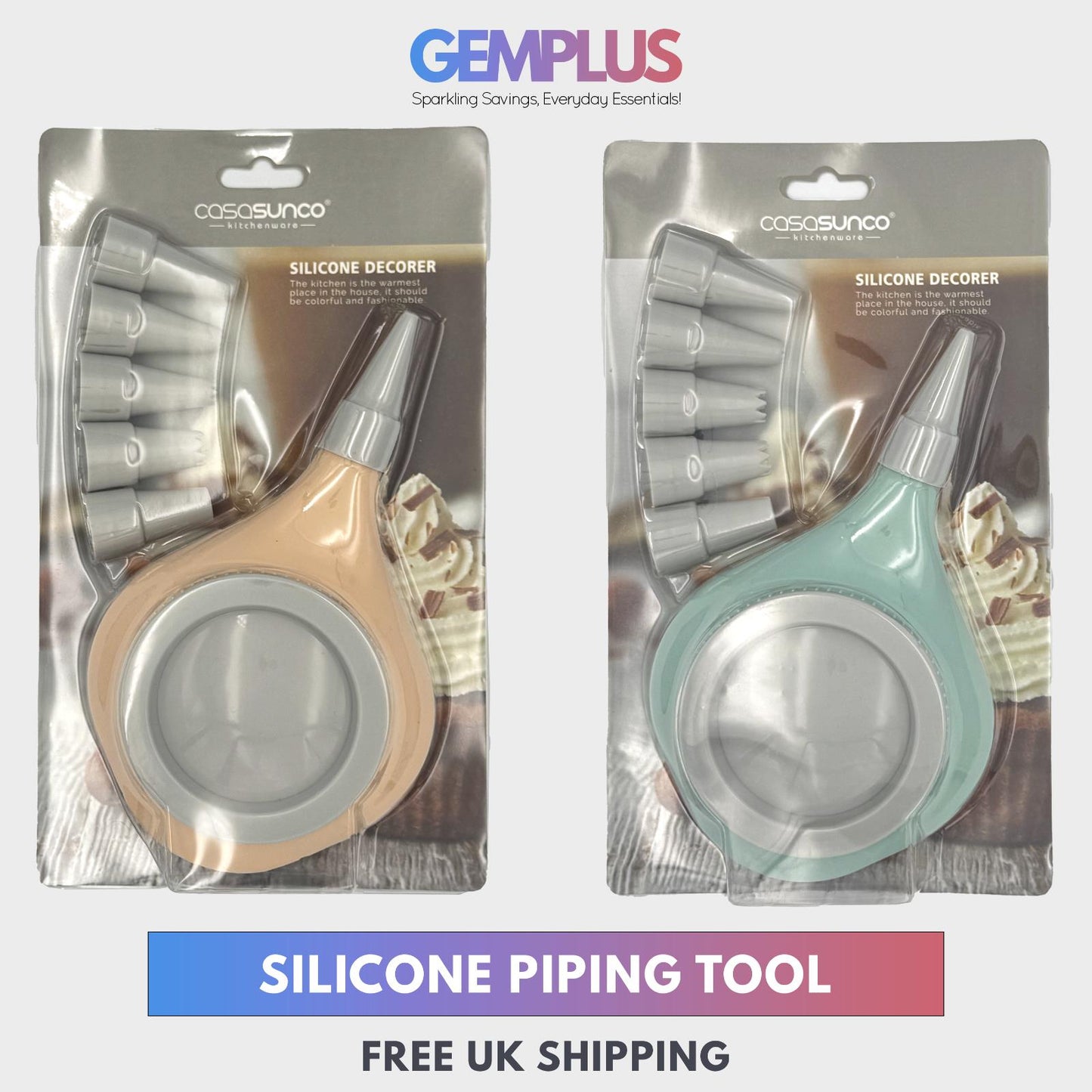 GEM+ | Cake Decor Piping Tool with 6pcs Nozzles/Tips – Reusable Pastry Icing Set