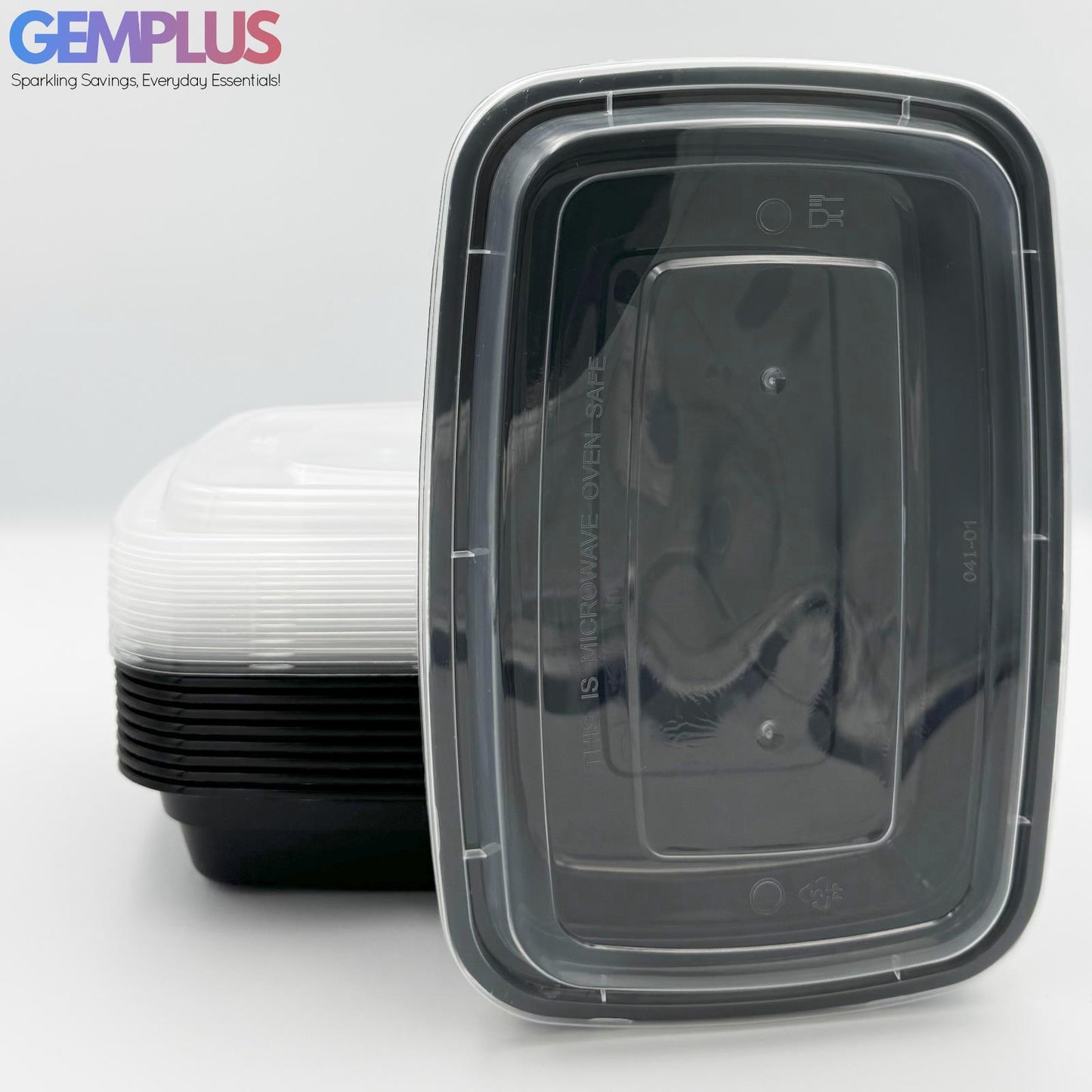 GEM+ | 20 x Meal Prep 1000 ML Containers Plastic Lunch Box Microwavable BPA Free