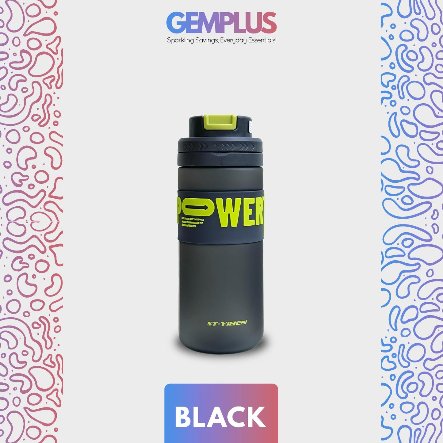 GEM+| 620ml Reusable Water Bottle with Straw BPA Leakproof Sports Gym Travel