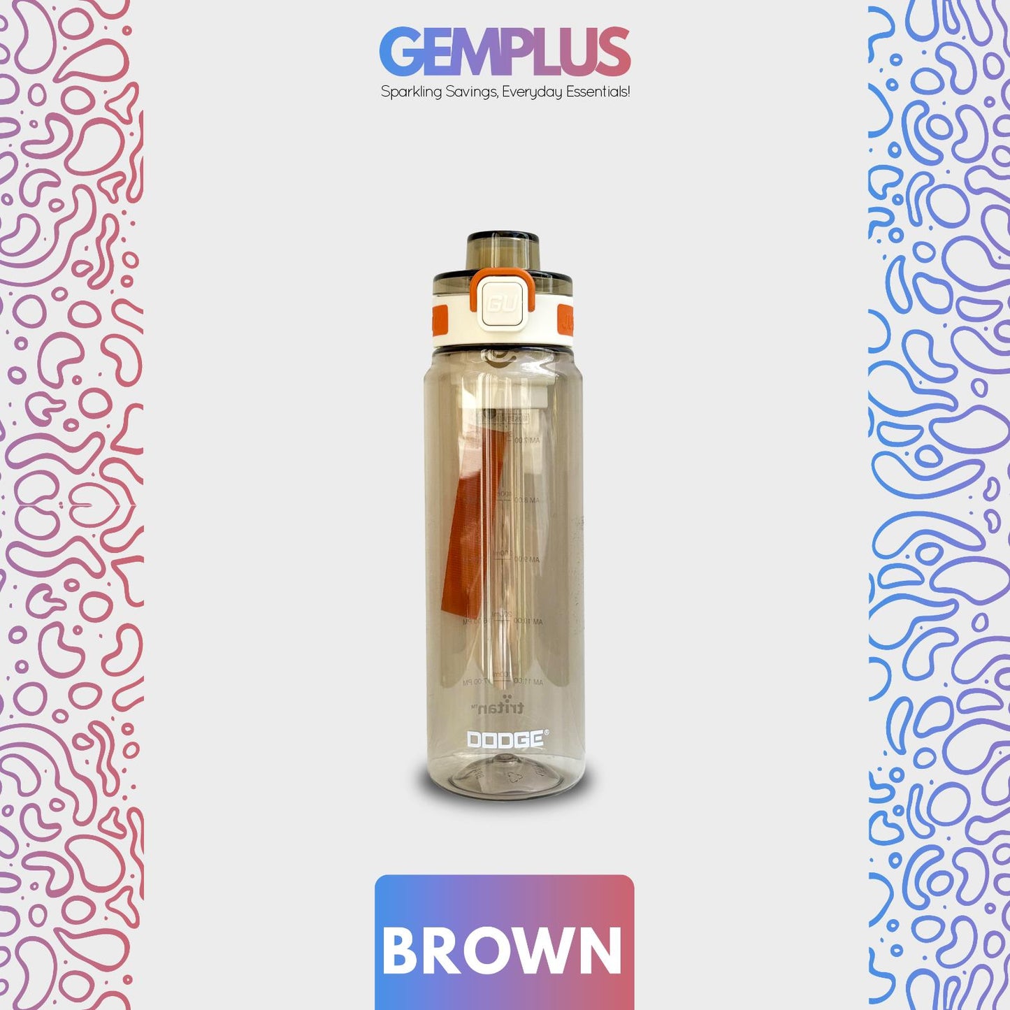 GEM+| 680ml Reusable Water Bottle with Straw BPA Leakproof Sports Gym Travel