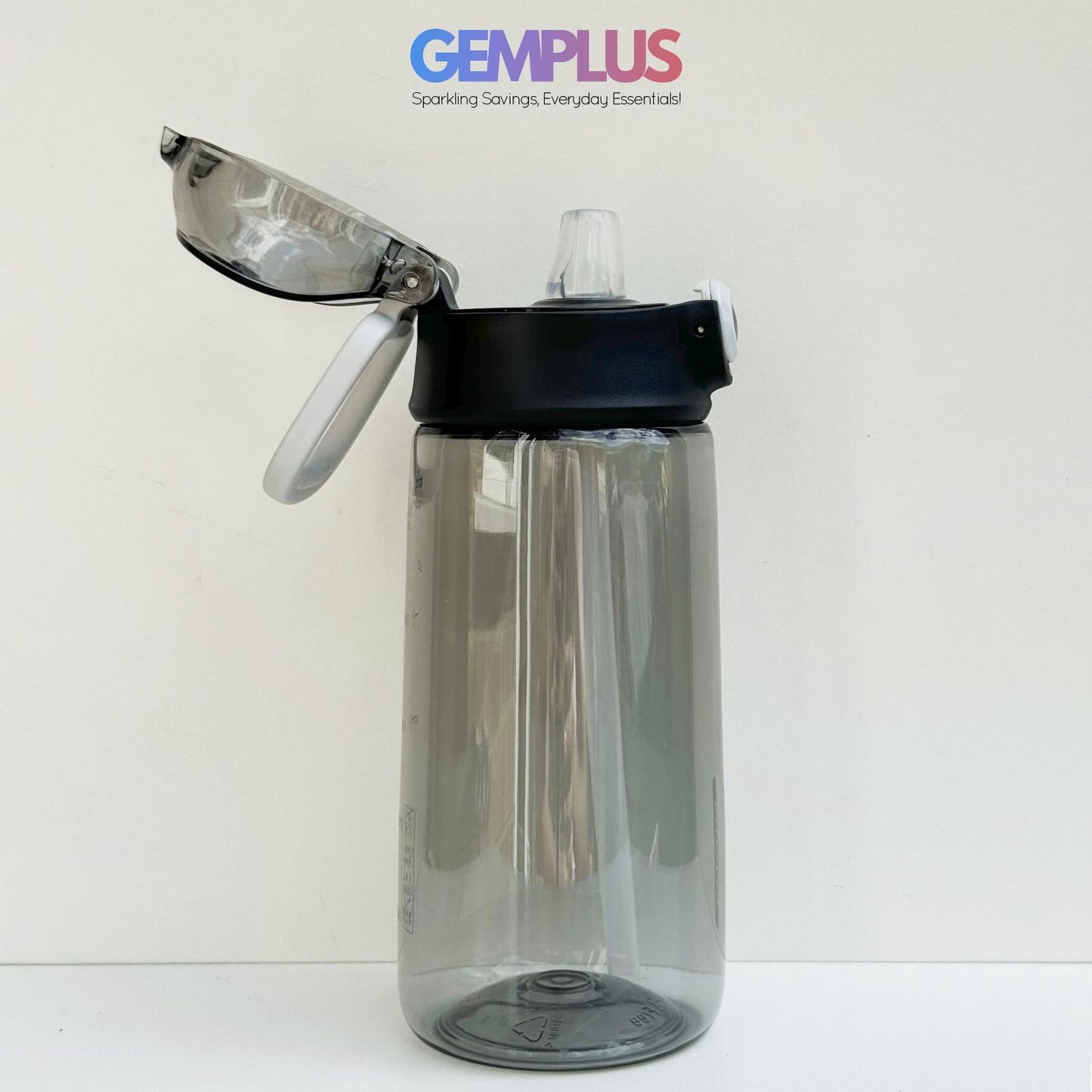 GEM+| 600ml Reusable Water Bottle with Straw BPA Leakproof Sports Gym Travel