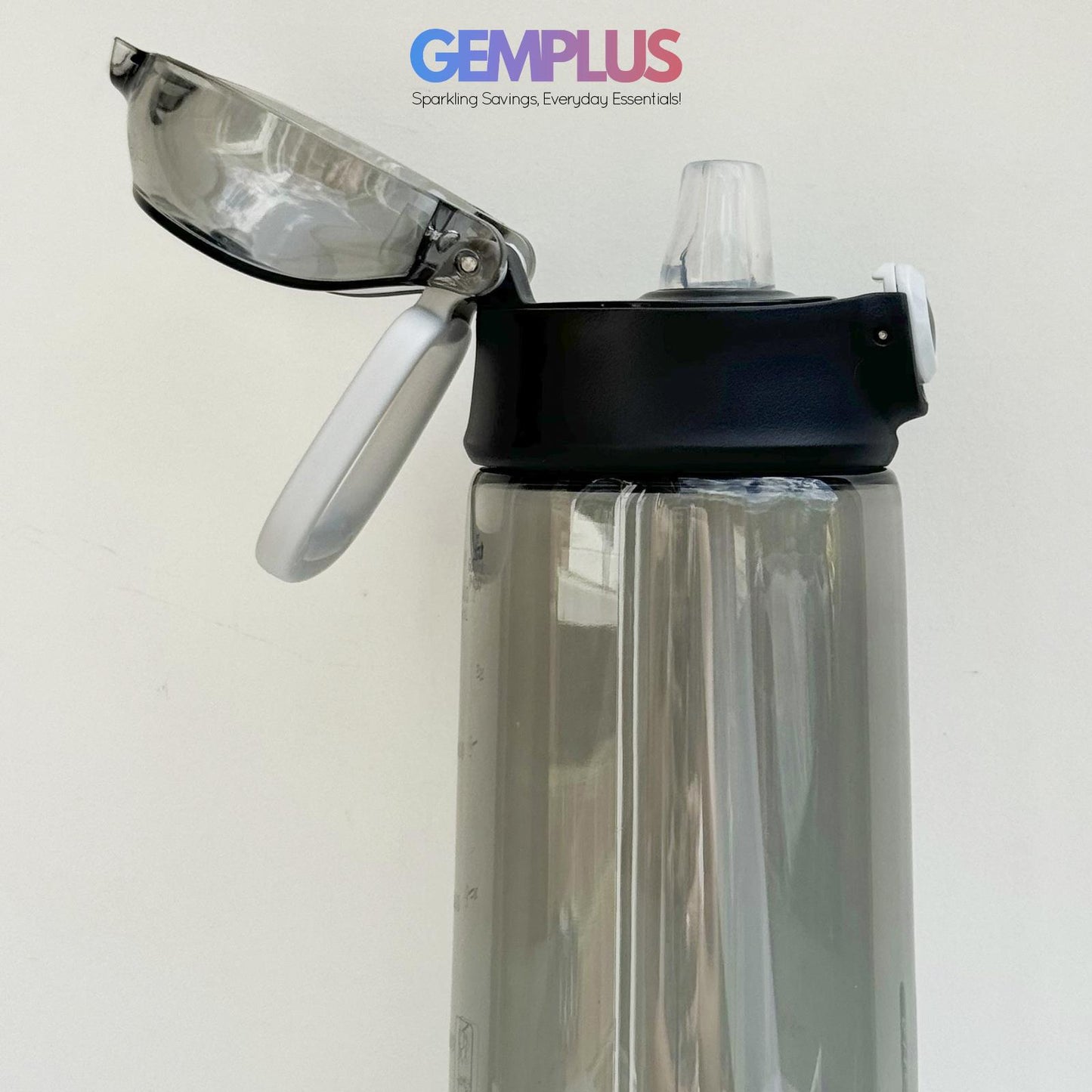 GEM+| 600ml Reusable Water Bottle with Straw BPA Leakproof Sports Gym Travel