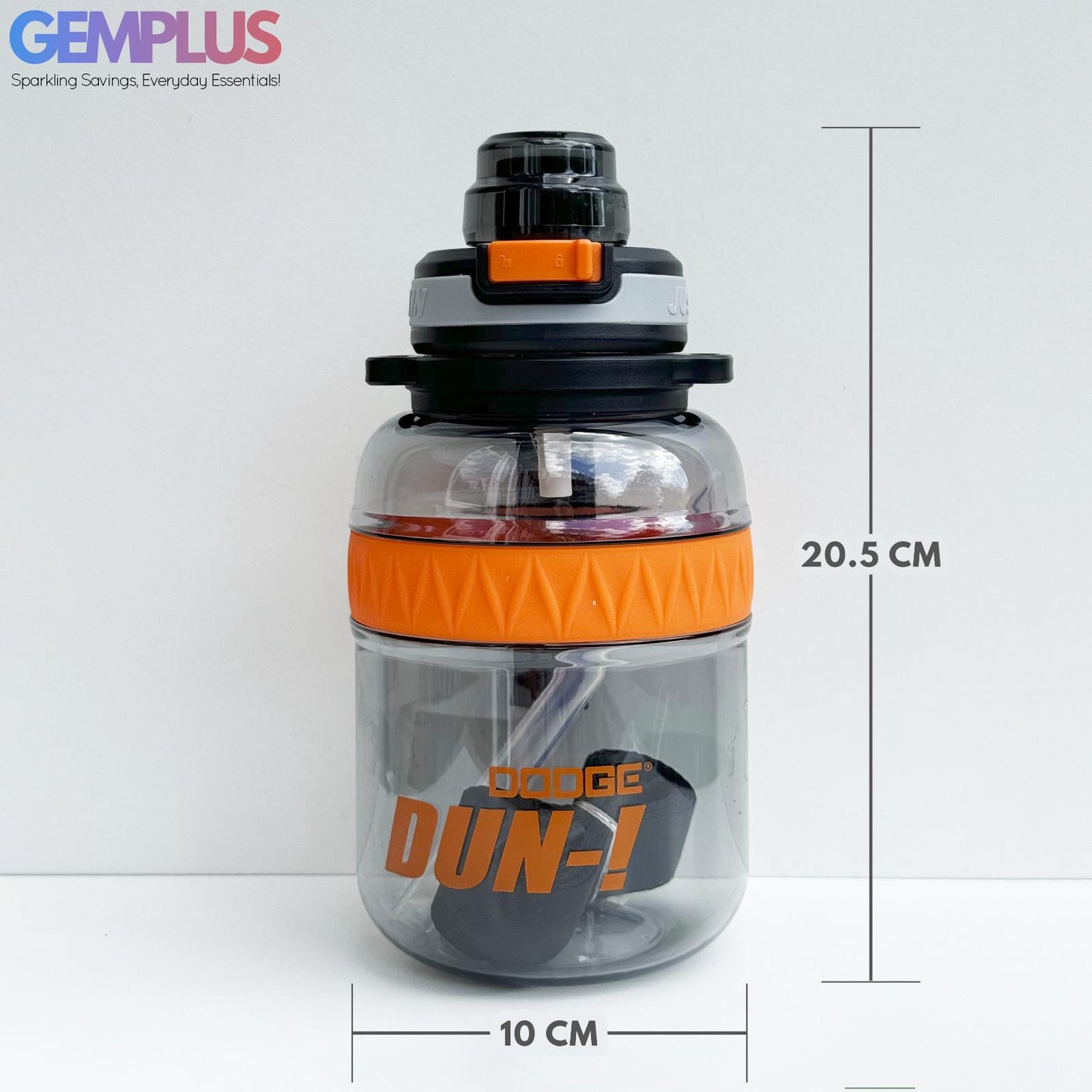 GEM+| 1 Liter Reusable Water Bottle with Straw BPA Leakproof Sports Gym Travel