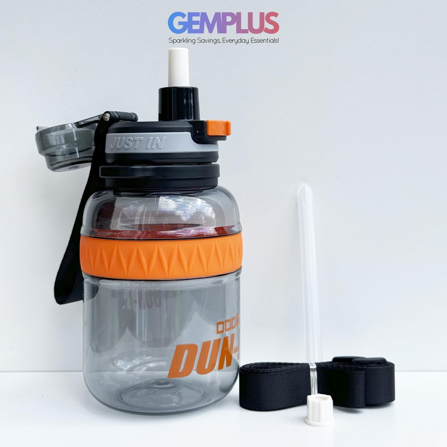 GEM+| 1 Liter Reusable Water Bottle with Straw BPA Leakproof Sports Gym Travel