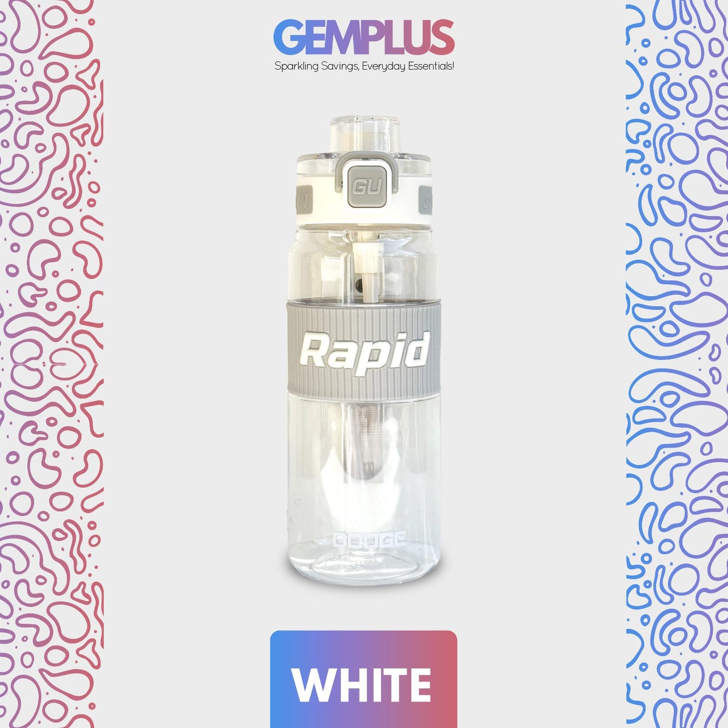 GEM+| 530 ML Reusable Water Bottle with Straw BPA Leakproof Sports Gym Travel