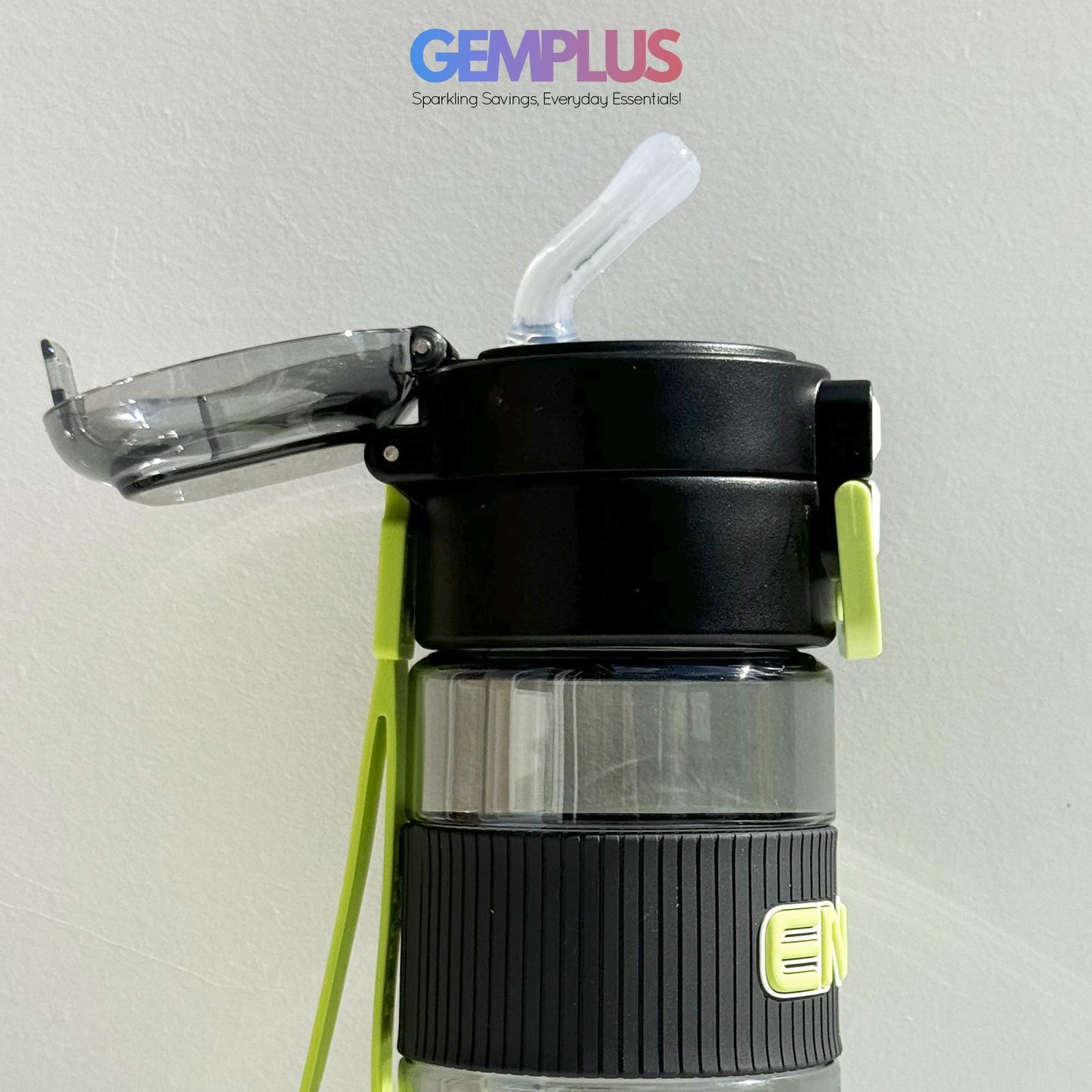 GEM+| 620 ML Reusable Water Bottle with Straw BPA Leakproof Sports Gym Travel