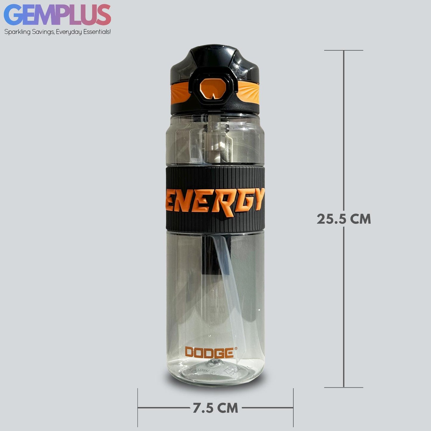GEM+| 870 ML Reusable Water Bottle with Straw BPA Leakproof Sports Gym Travel