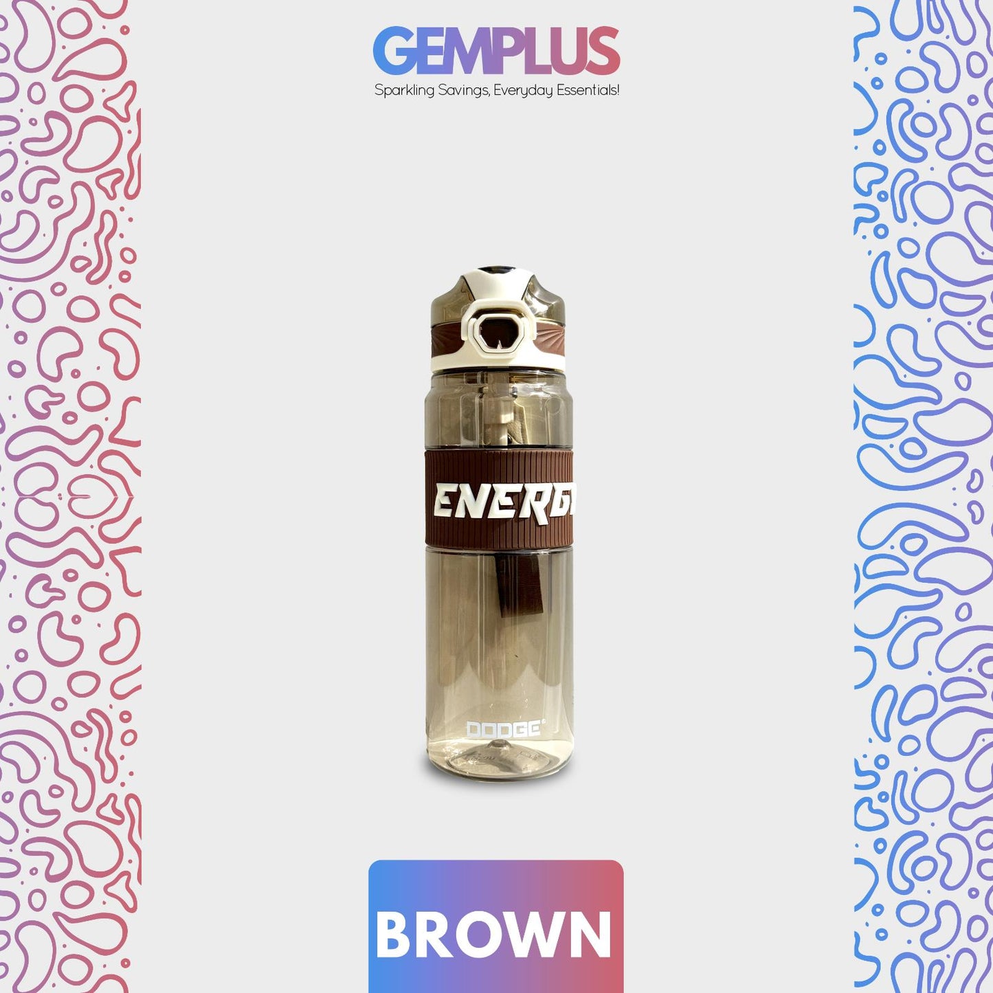 GEM+| 870 ML Reusable Water Bottle with Straw BPA Leakproof Sports Gym Travel