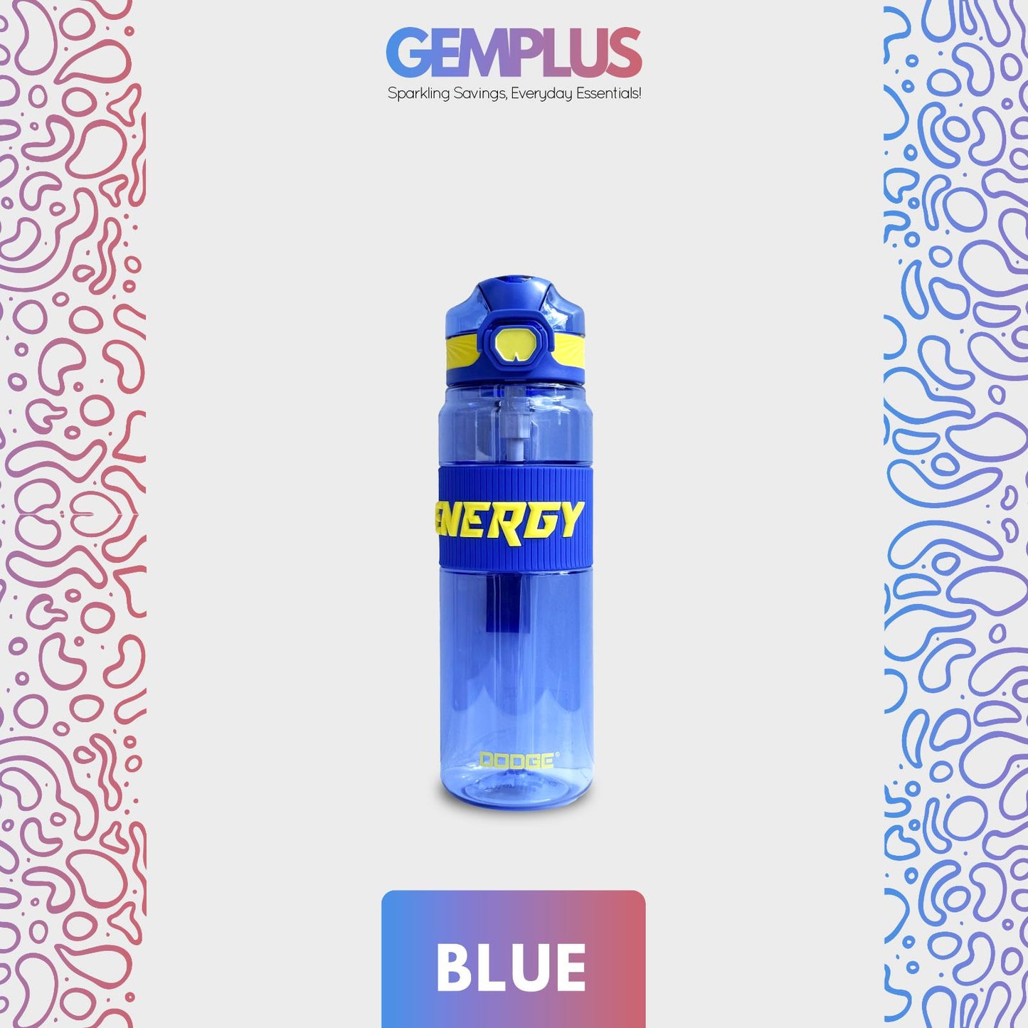 GEM+| 870 ML Reusable Water Bottle with Straw BPA Leakproof Sports Gym Travel