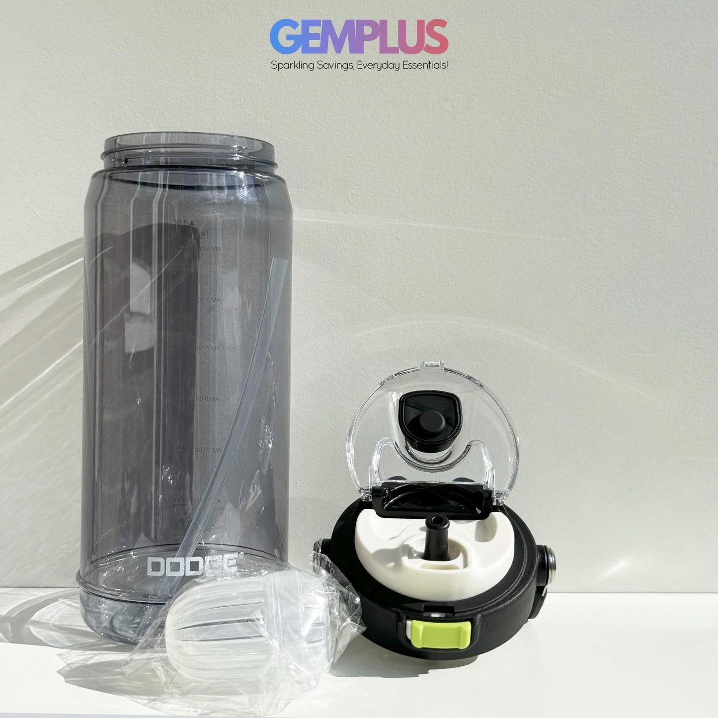 GEM+| 1.6 Liter Reusable Water Bottle with Straw BPA Leakproof Sports Gym Travel