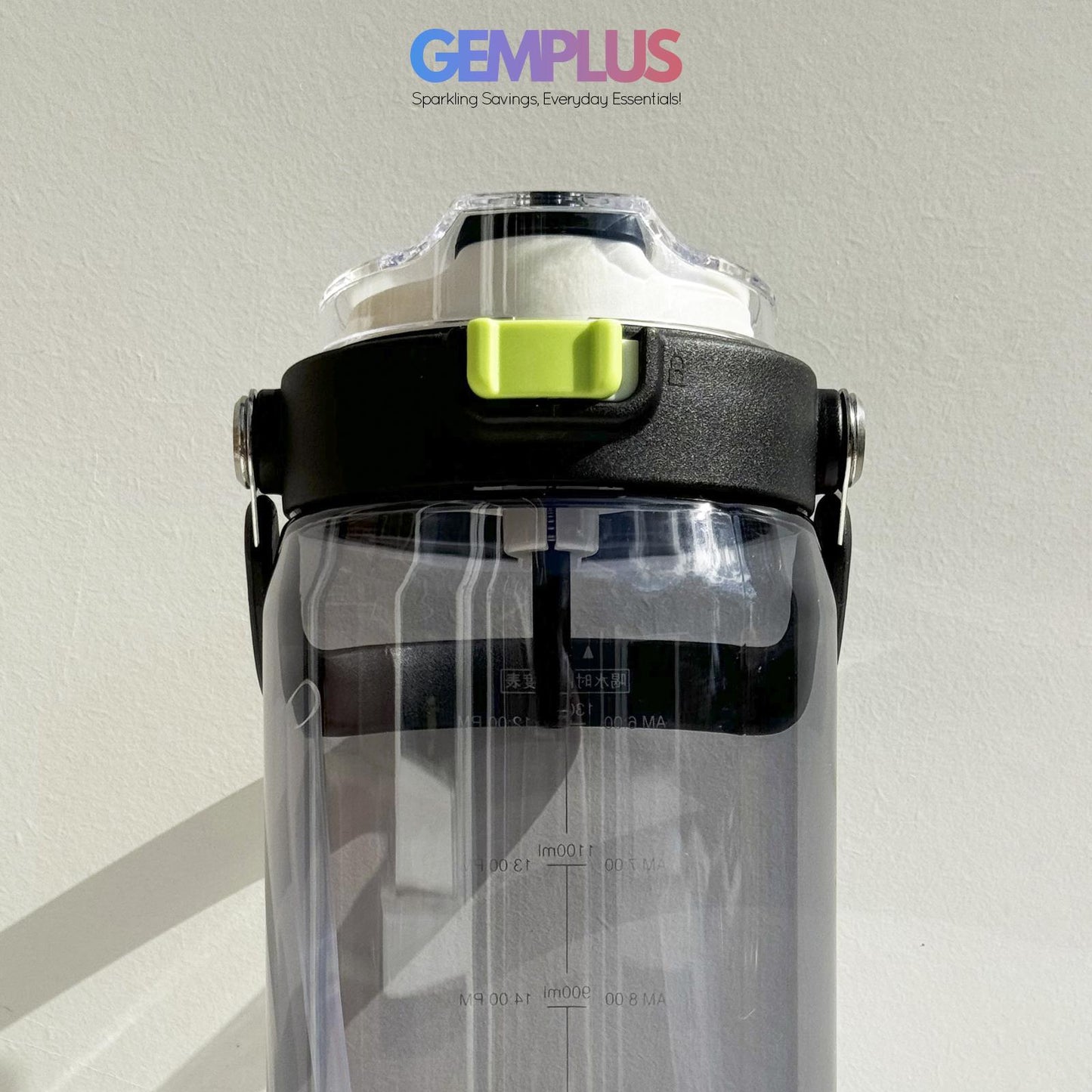 GEM+| 1.6 Liter Reusable Water Bottle with Straw BPA Leakproof Sports Gym Travel