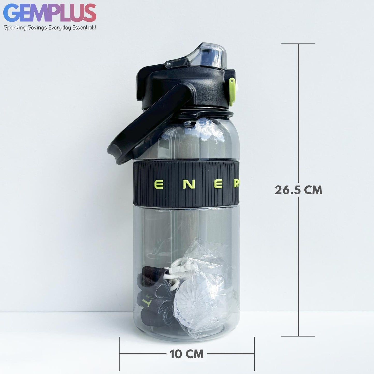 GEM+| 1.5 Liter Reusable Water Bottle with Straw BPA Leakproof Sports Gym Travel