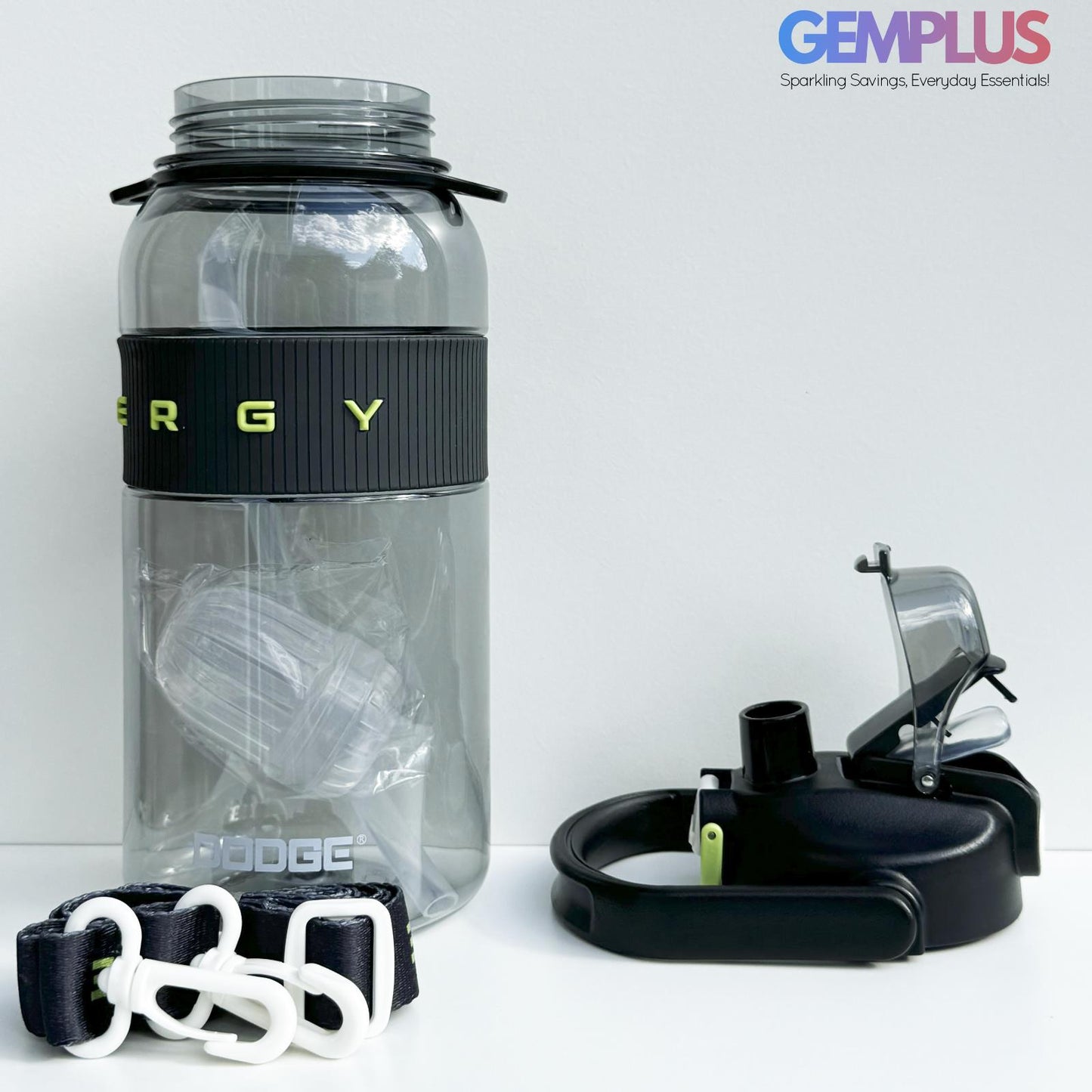 GEM+| 1.5 Liter Reusable Water Bottle with Straw BPA Leakproof Sports Gym Travel