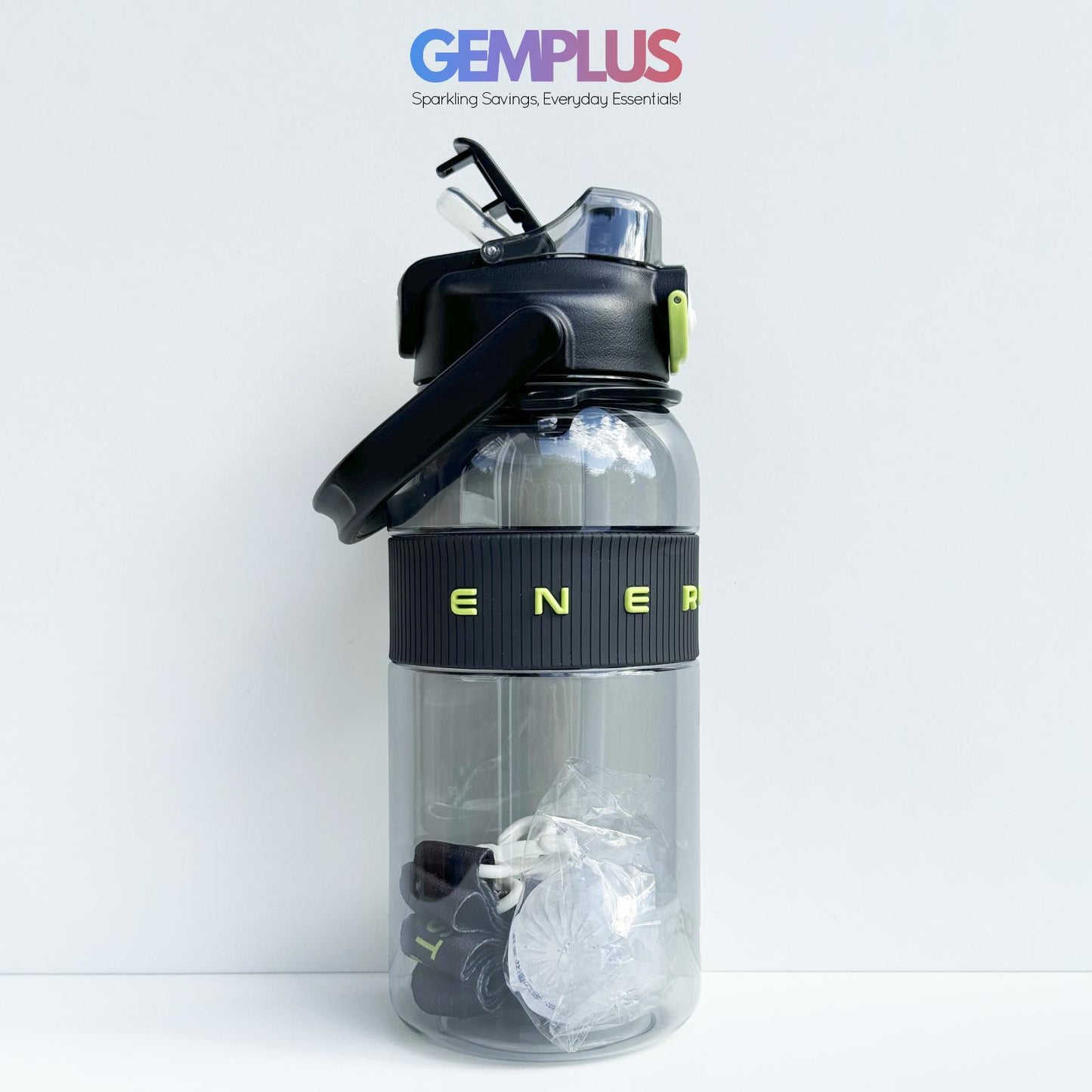 GEM+| 1.5 Liter Reusable Water Bottle with Straw BPA Leakproof Sports Gym Travel