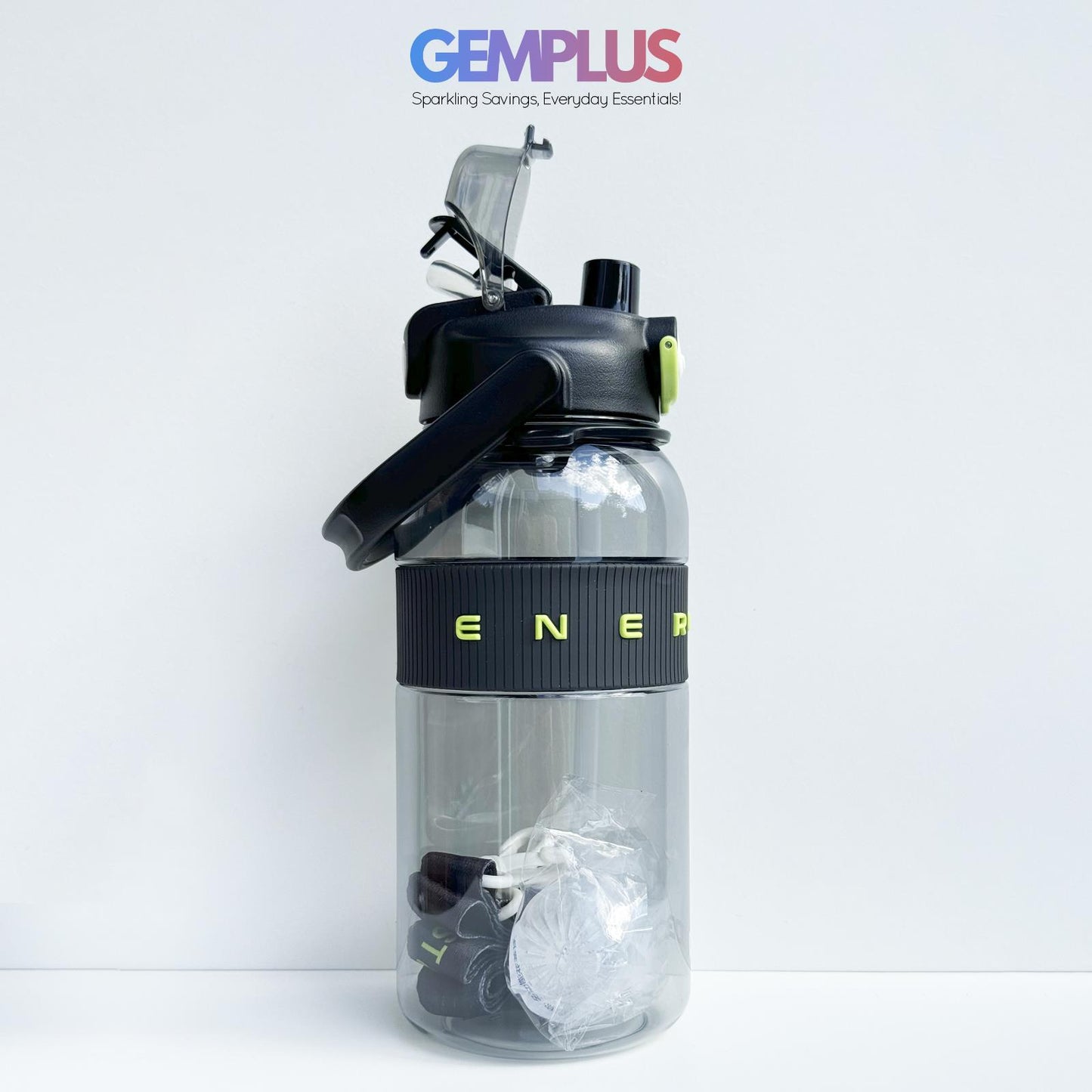 GEM+| 1.5 Liter Reusable Water Bottle with Straw BPA Leakproof Sports Gym Travel