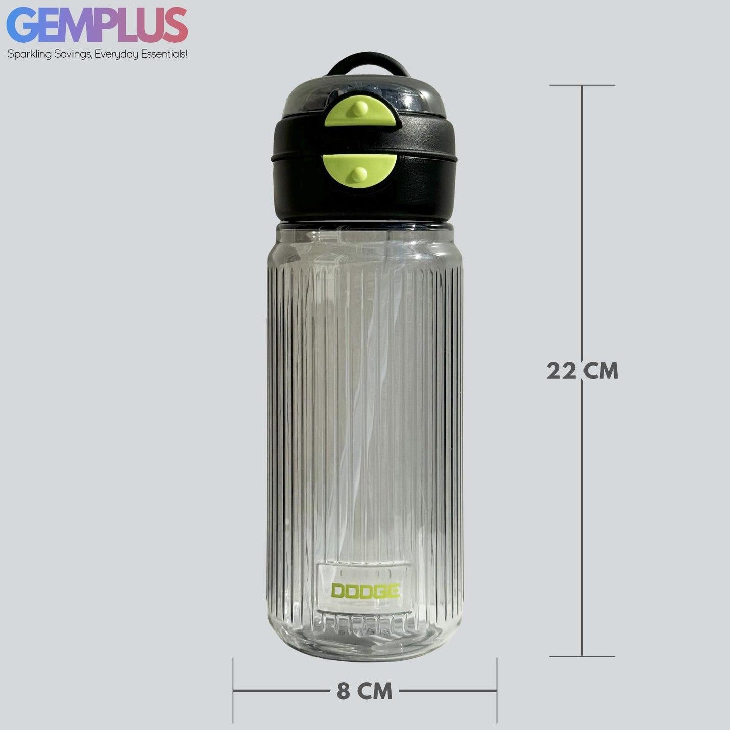 GEM+| 700 ML Reusable Water Bottle with Straw BPA Leakproof Sports Gym Travel